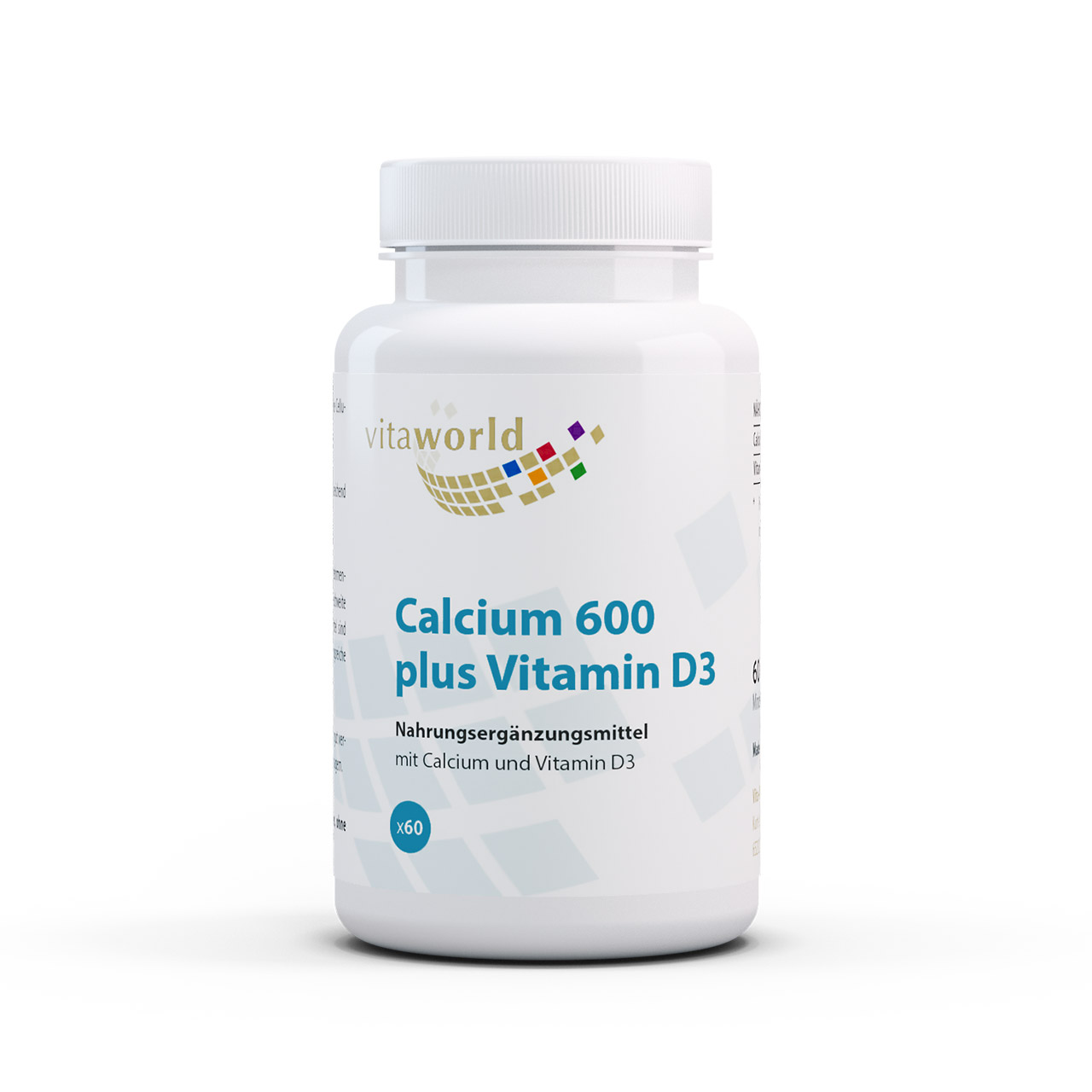 Vita World Calcium 600 + Vitamin D3 | 60 Tabletten | gluten- und laktosefrei