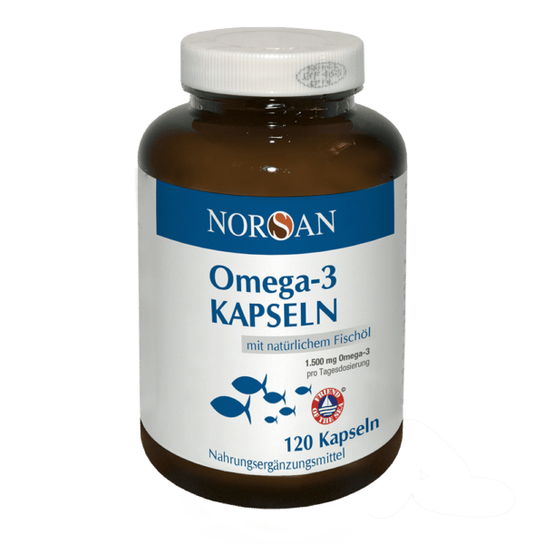 Norsan Omega-3 Kapseln | 120 Kapseln | mit natürlichem Fischöl | 1500 mg Omega-3 pro Tagesdosis | Rosmarinextrakt als Antioxidans | hochdosiert