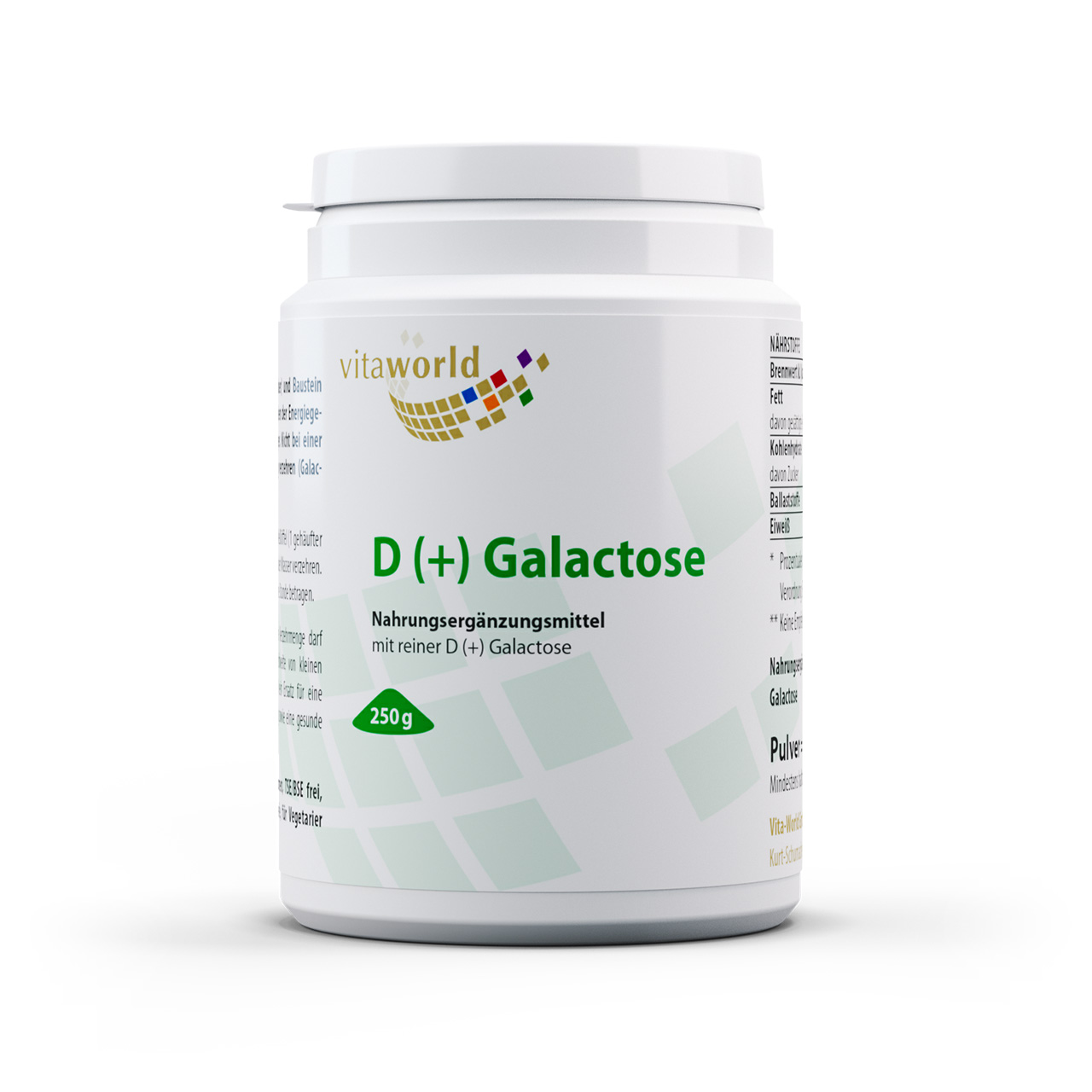 Vita World D(+) Galactose Pulver | 250g | ohne Zusätze | gluten- und laktosefrei