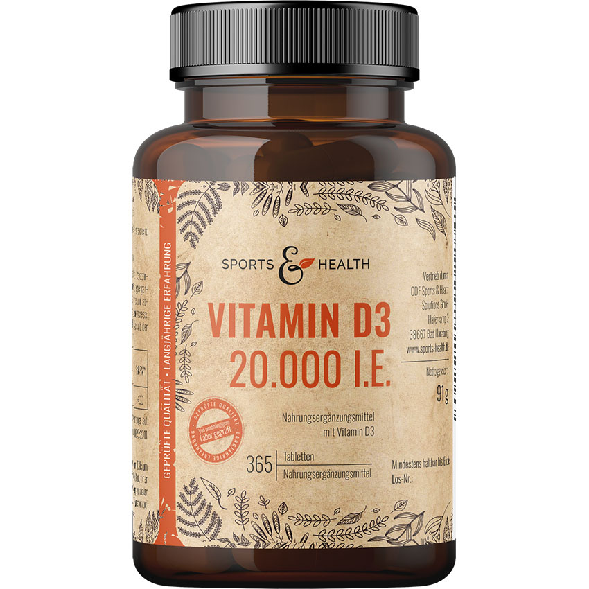 Sports & Health Vitamin D3 20.000 I.E. | 365 Tabletten | hochdosiert | lichtgeschützt