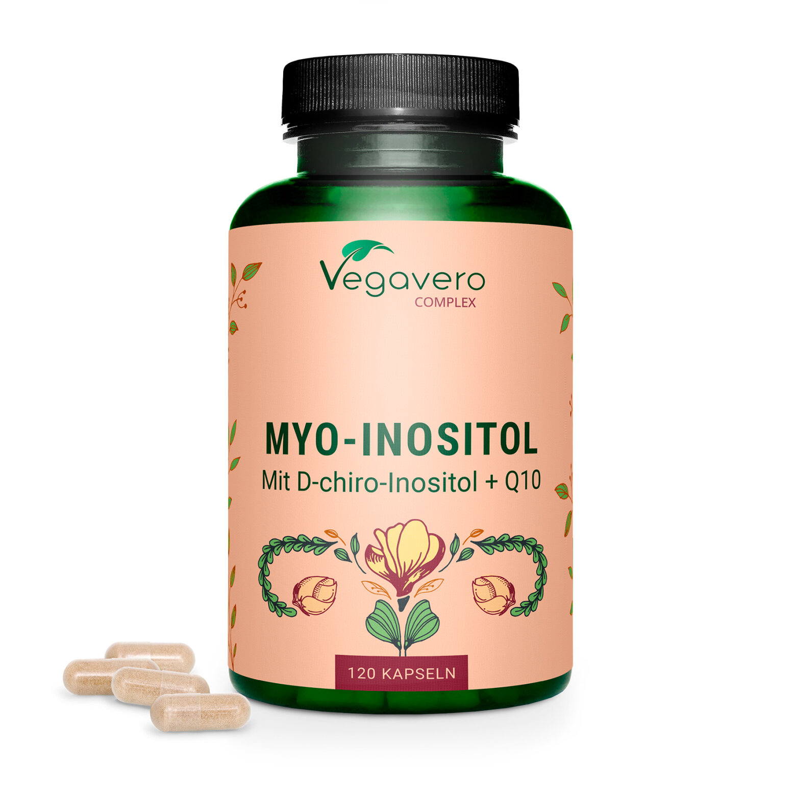 Vegavero Myo-Inositol Complex | 120 Kapseln | Für Frauen | Formel mit Q10, Resveratrol, Vitamin B6, Zink und Folsäure | vegan