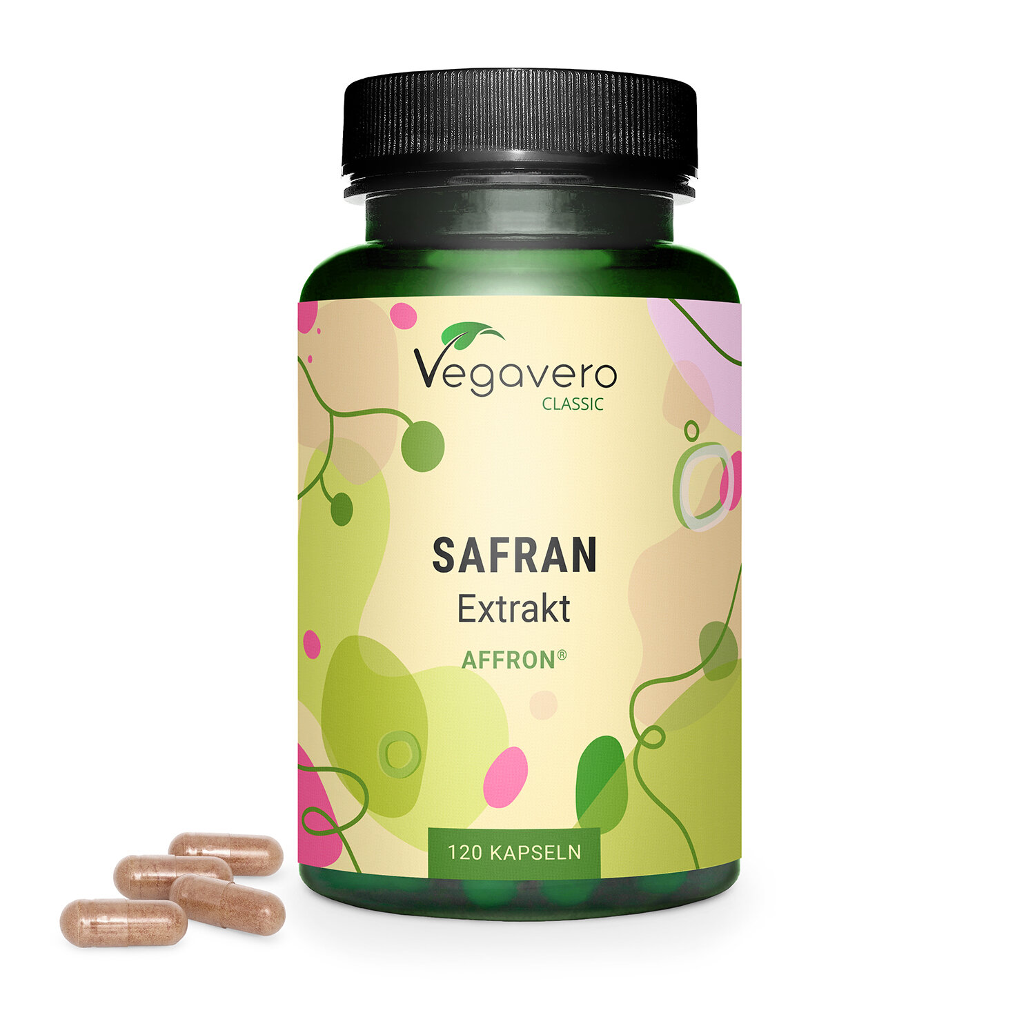 Vegavero Safran Extrakt | 120 Kapseln | echter Safran aus Spanien | vegan