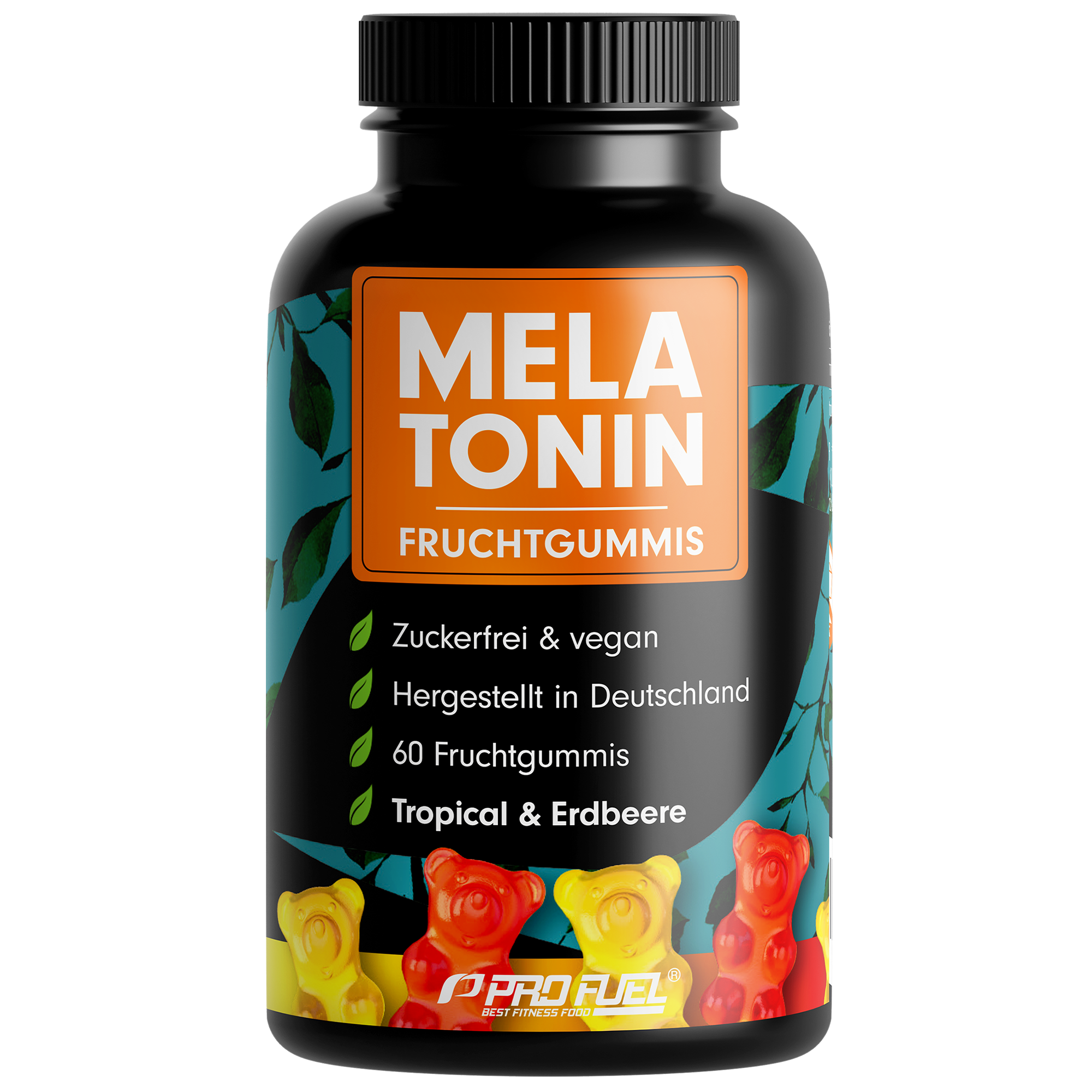 ProFuel Melatonin Gummibärchen | 60 Fruchtgummis | Frucht-Mix | mit 0,5 mg bioaktivem Melatonin | zuckerfrei | vegan