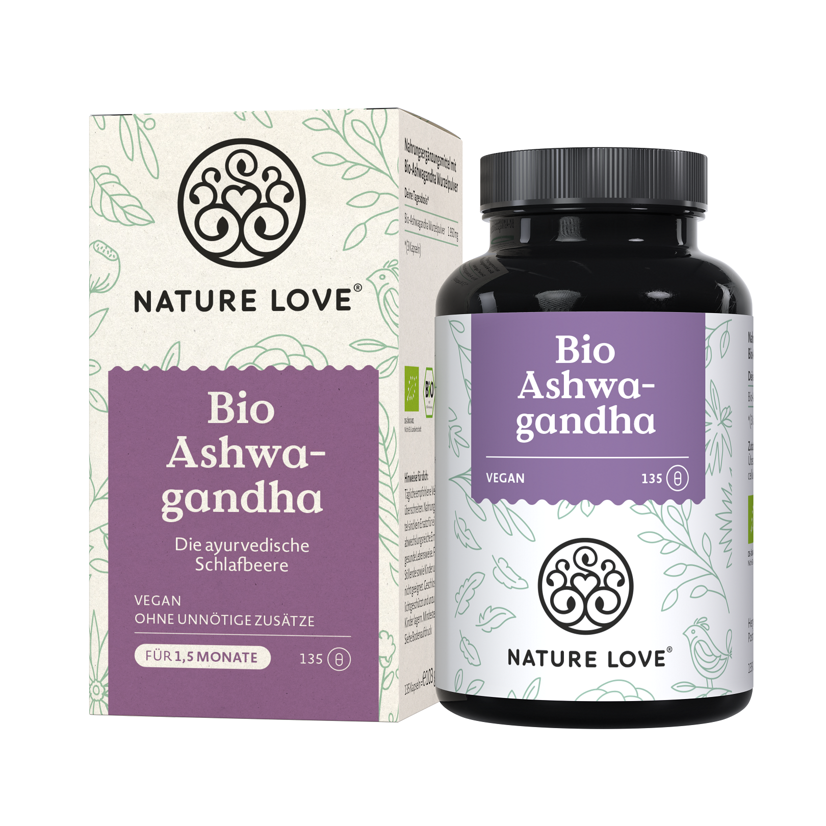Nature Love Bio Ashwagandha | 135 Kapseln | vegan