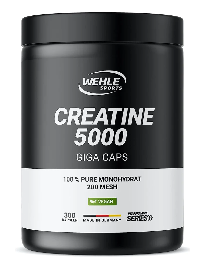 Wehle Sports Creatine Monohydrat Giga Caps | 300 Kreatin Kapseln | sehr hoher Reinheitsgrad | vegan