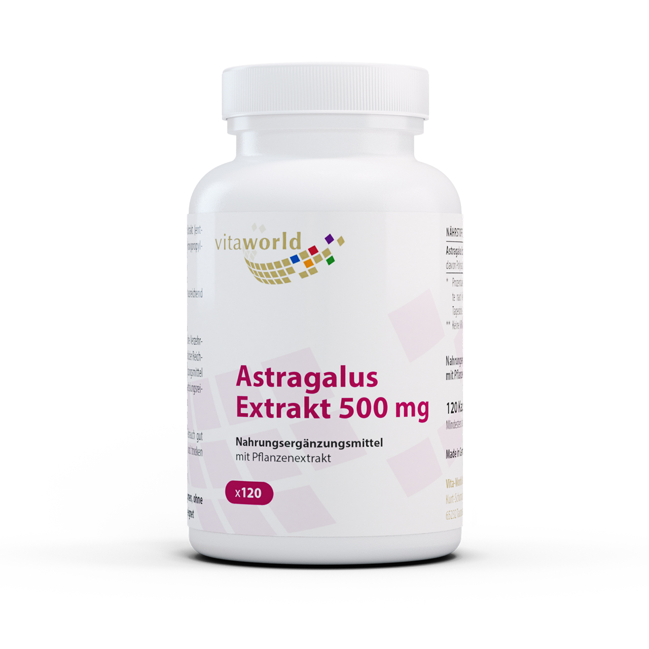 Vita World Astragalus Extrakt 500 mg | 120 Kapseln | vegan | gluten- und laktosefrei