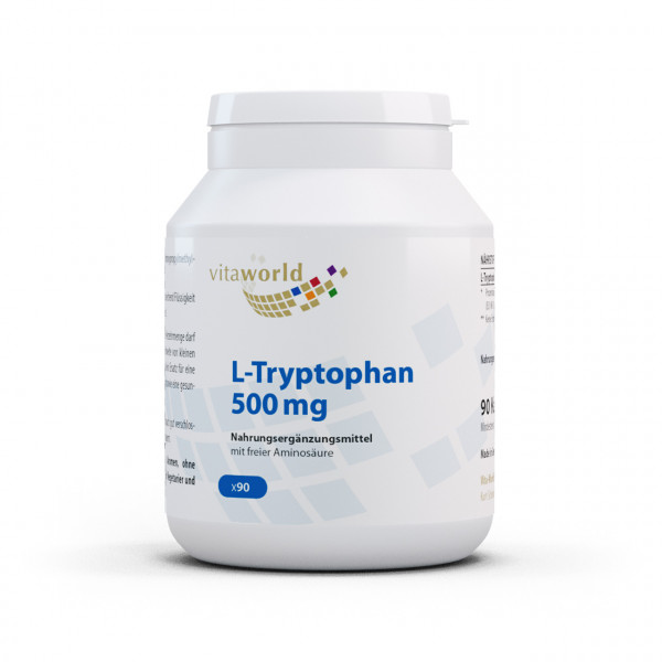 Vita World L-Tryptophan 500 mg | 90 Kapseln | essenzielle Aminosäuren | vegan | gluten- und laktosefrei
