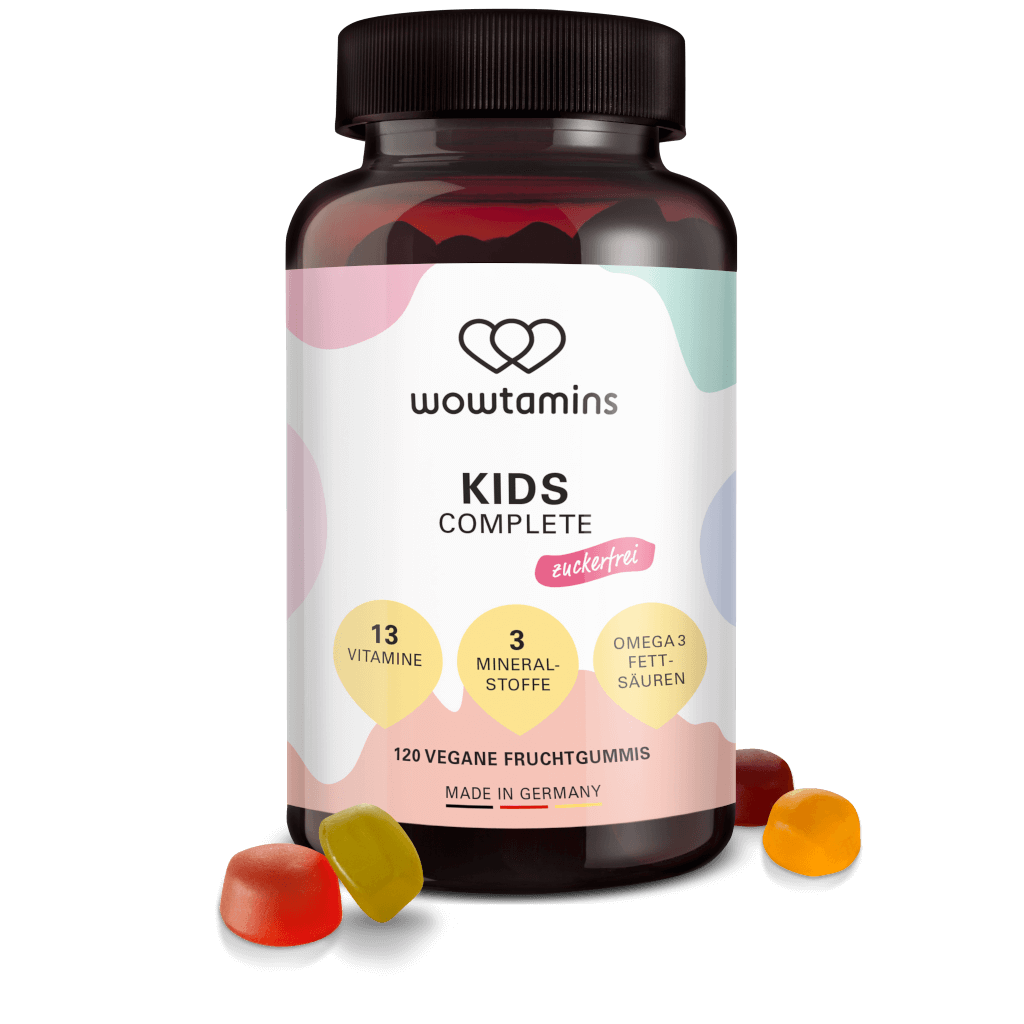 wowtamins KIDS Complete zuckerfrei | 120 vegane Fruchtgummis | die vollständigste und leckerste Nährstoffergänzung für Kinder