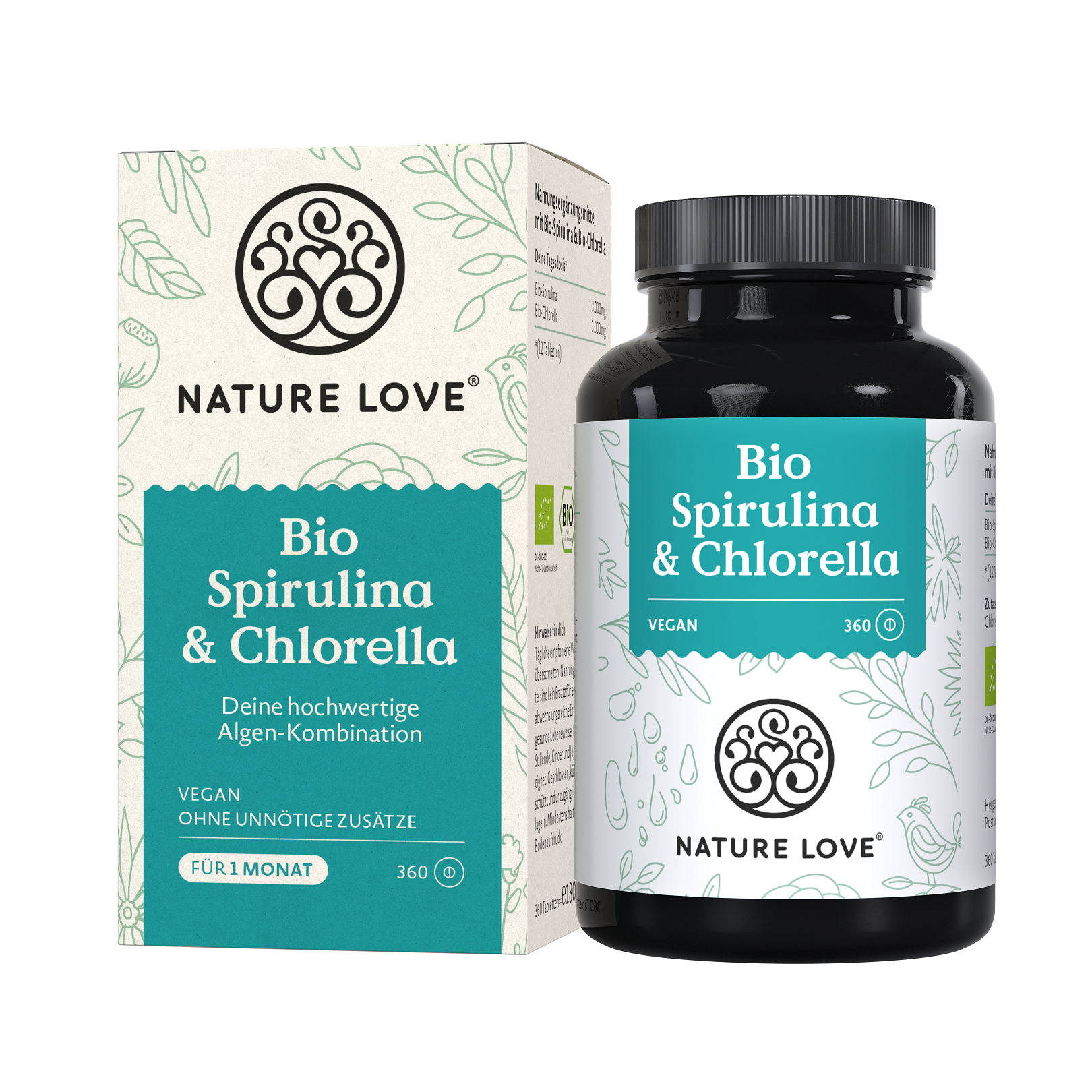 Nature Love Bio Spirulina & Chlorella | 360 Tabletten | vegan
