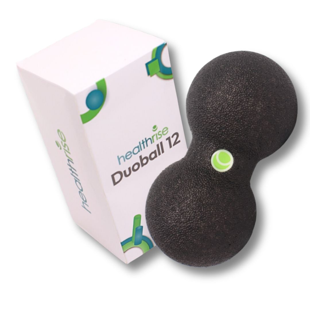 Health Rise Duoball 12 | Faszienball | zur Selbstmassage von parallelen Muskelsträngen | für Nacken und Rücken | mittlere Härte