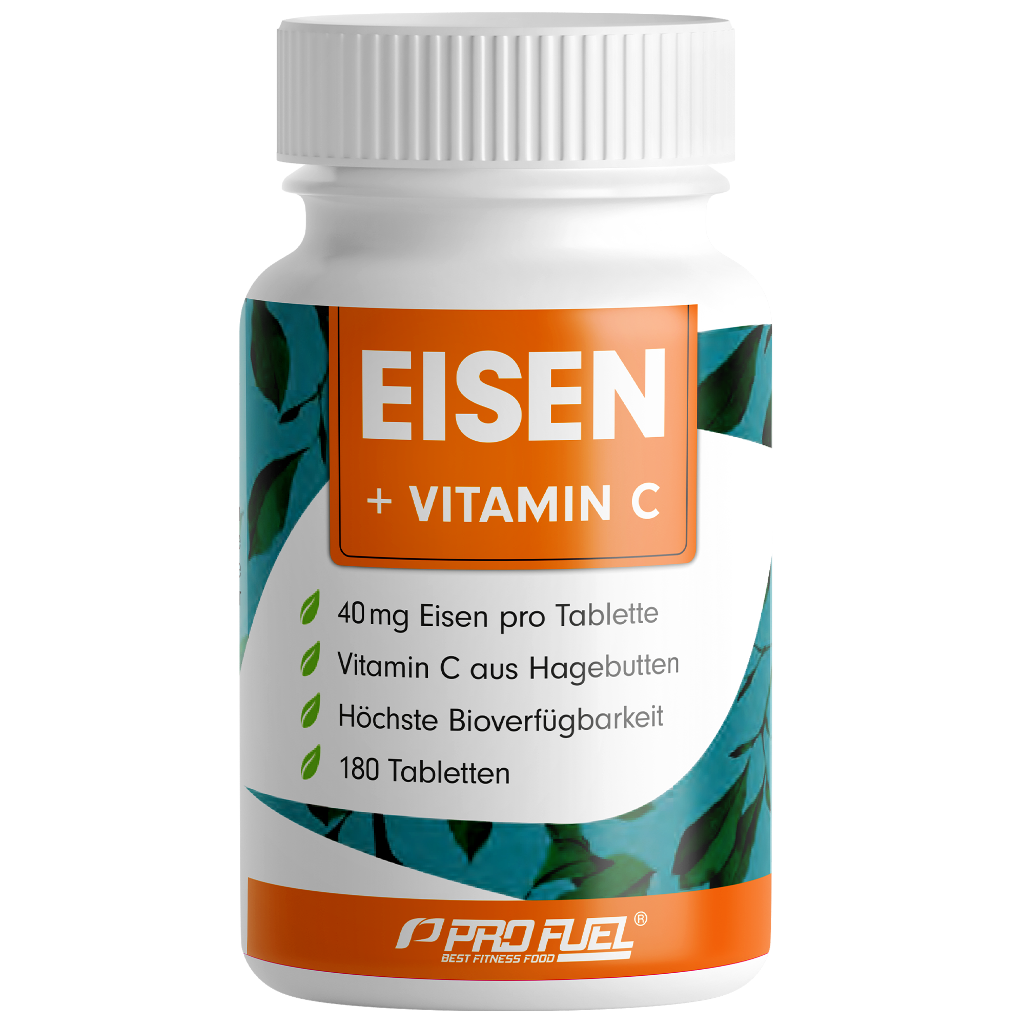 ProFuel Eisen + Vitamin C | 180 Tabletten | Vitamin C aus Hagebutten | vegan