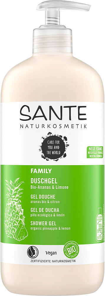 SANTE Family Duschgel | 500ml | Bio-Ananas & Limone | Erfrischendes Duschgel mit Zitrusduft