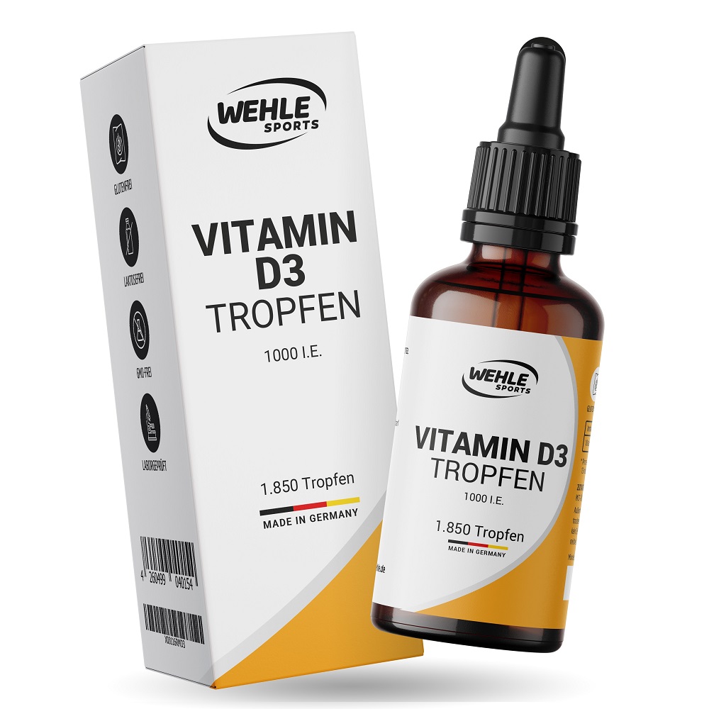 Wehle Sports Vitamin D3 Tropfen | 50ml | 1000 IE pro Tropfen | gluten- und laktosefrei