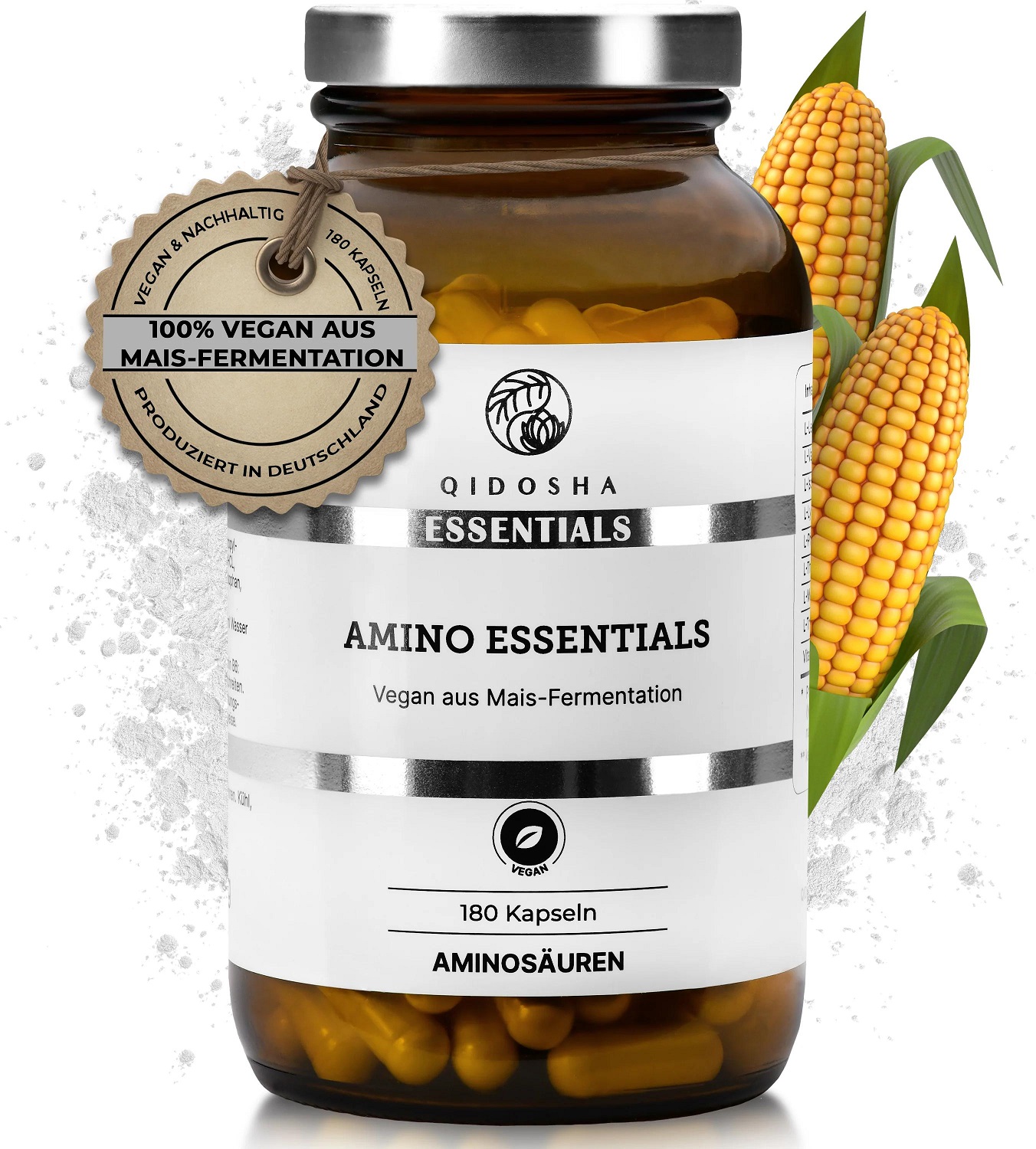 Qidosha Amino Essentials | Master Aminosäuren Komplex plus Vitamin B6 | 180 Kapseln