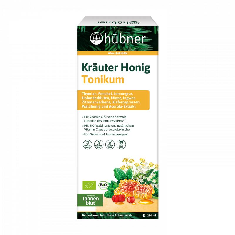 Hübner Kräuter Honig Tonikum | 250 ml | Stärkt Immunsystem und Atemwege | Bio-Qualität