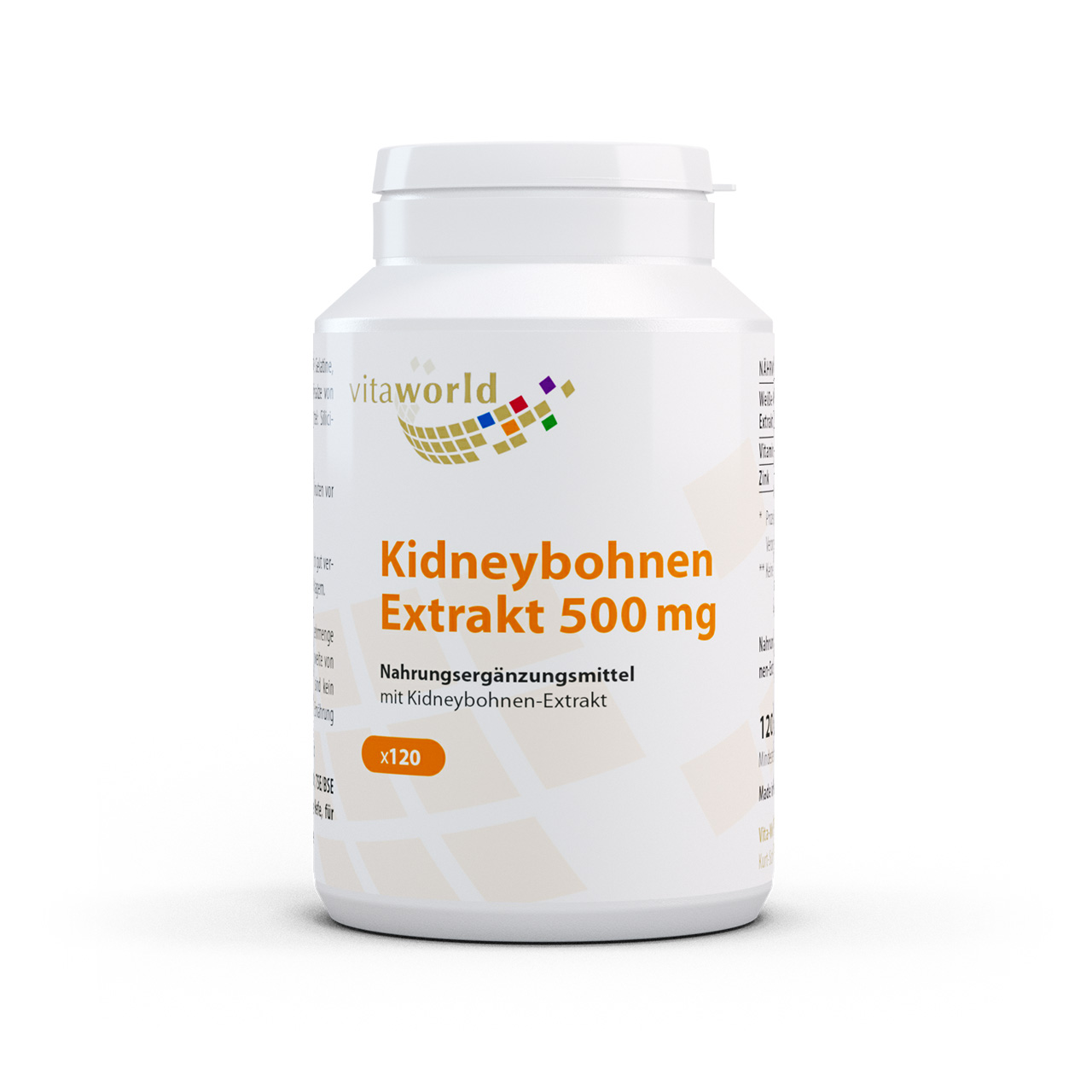 Vita World Kidney Bohnen Extrakt 500 mg | 120 Kapseln | mit Vitamin C und Zink | vegan | gluten- und laktosefrei