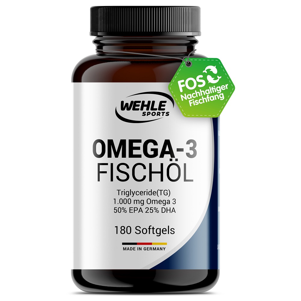 Wehle Sports Omega 3 Fischöl | 180 Kapseln | 500 mg EPA 250 mg DHA
