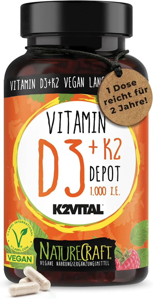 NatureCraft Vitamin D3 + K2 Depot | 100 Kapseln | reicht für 2 Jahre
