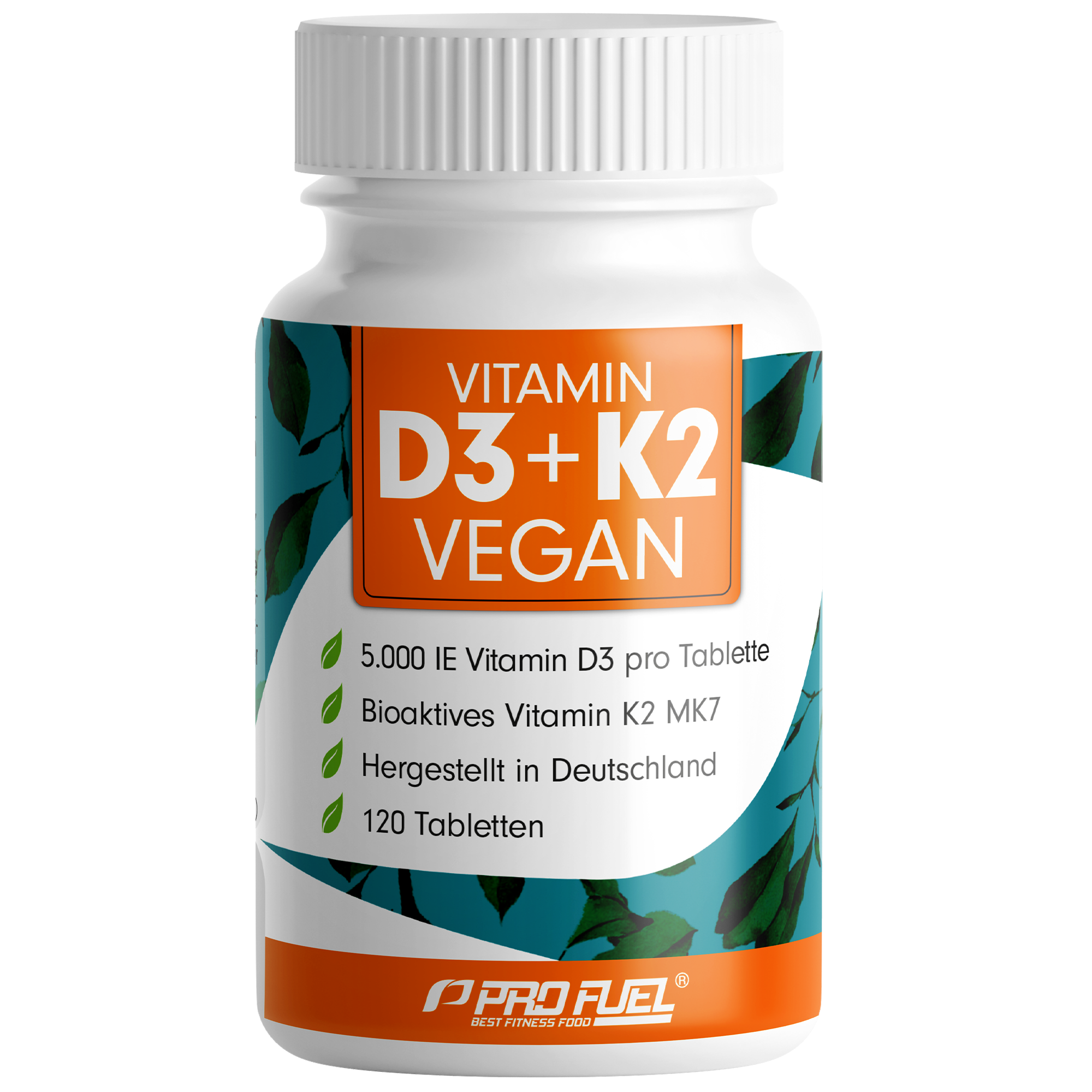 ProFuel Vitamin D3 + K2 vegan | 120 Tabletten | Vitamin K2 in MK7-Form | hochdosiert | vegan