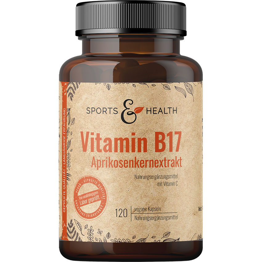 Sports & Health Vitamin B17 Aprikosenkernextrakt | 120 Kapseln | mit Vitamin C aus Acerola | vegan