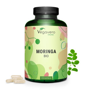 Vegavero Bio Moringa 1000mg | 180 Tabletten | Hochdosiert | Nährstoffreiche Superfood Tabletten | Rein & Vegan