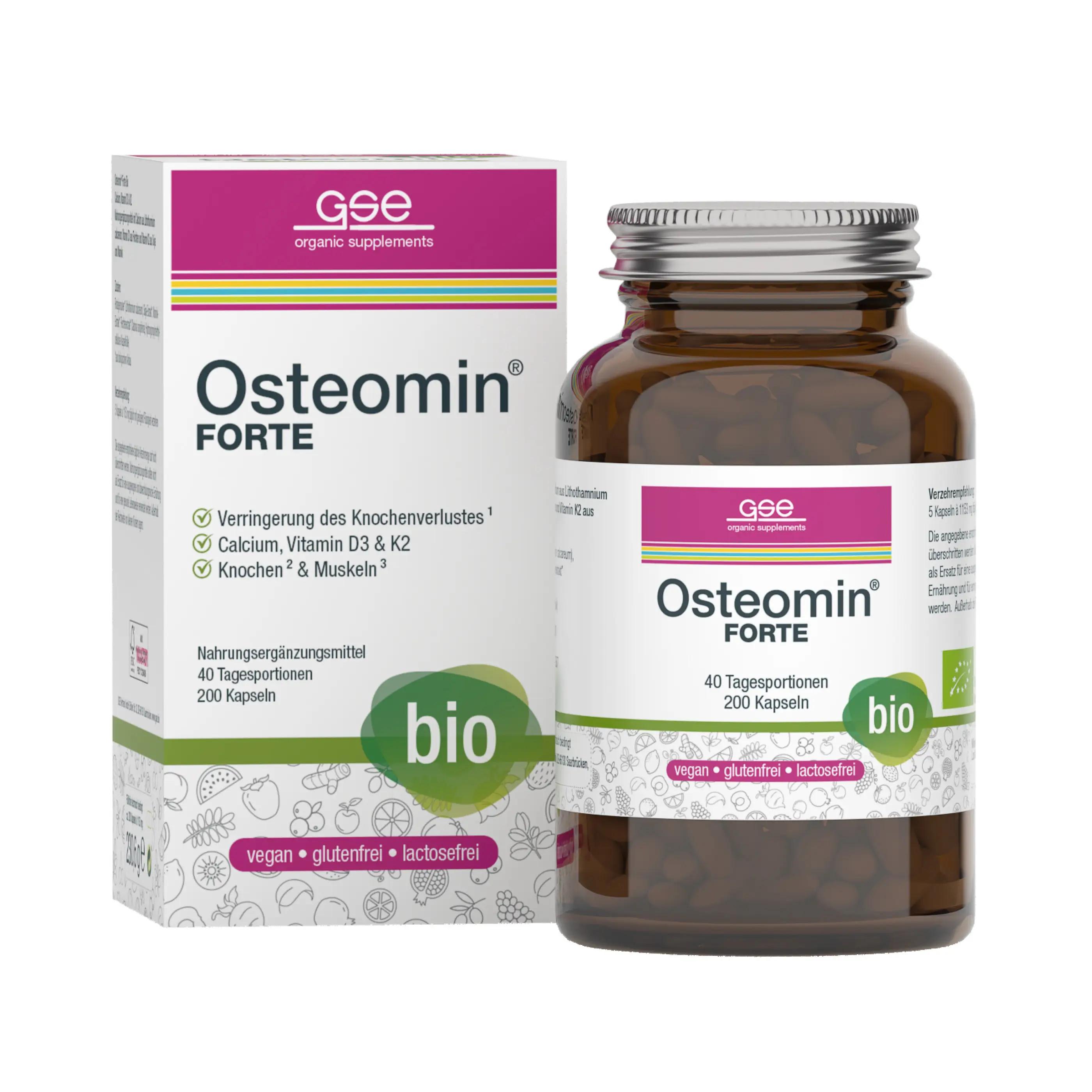 GSE Osteomin Forte | Calcium, Vitamin D3 & K2 | 200 Kapseln