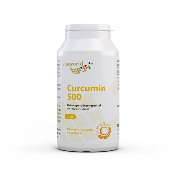 Vita World Curcumin 500 | 120 Kapseln | hochdosiert | vegan | gluten- und laktosefrei