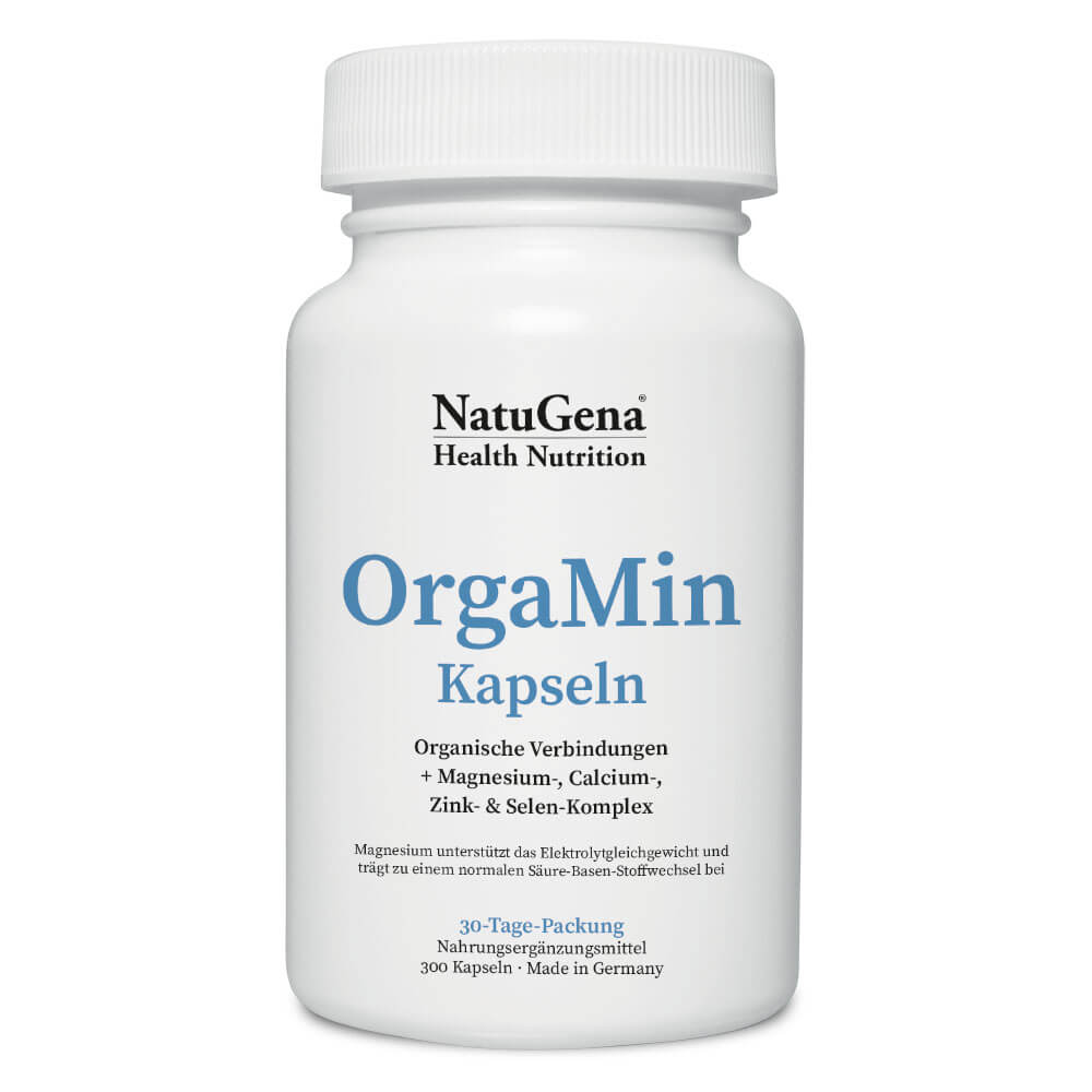 NatuGena OrgaMin Kapseln | 300 Kapseln – Ausgewogenes Mineralstoffspektrum für Säure-Basen-Balance