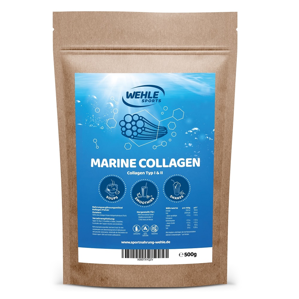 Wehle Sports Marine Collagen | 500g | Fisch Kollagen Pulver | gluten- und laktosefrei