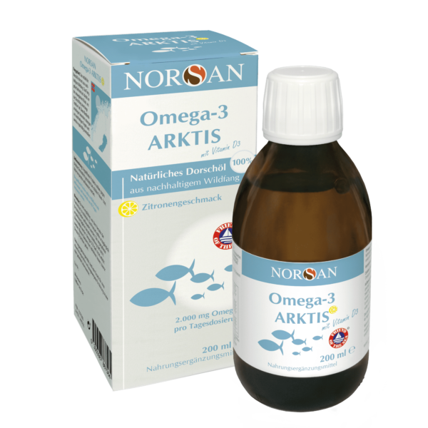 Norsan Omega-3 Arktis | 200 ml | mit Vitamin D3 | Zitronengeschmack | 2000 mg Omega-3 pro Tagesdosis | hoher DHA Gehalt