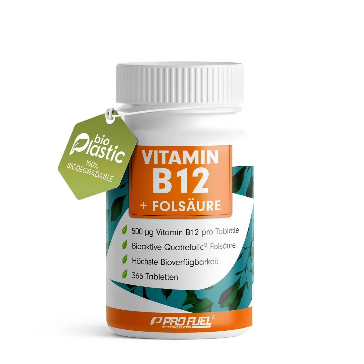 ProFuel VITAMIN B12 + FOLSÄURE | 365 Tabletten | Methylcobalamin B12 & bioaktive Folsäure | ohne Zusätze| laborgeprüft | vegan