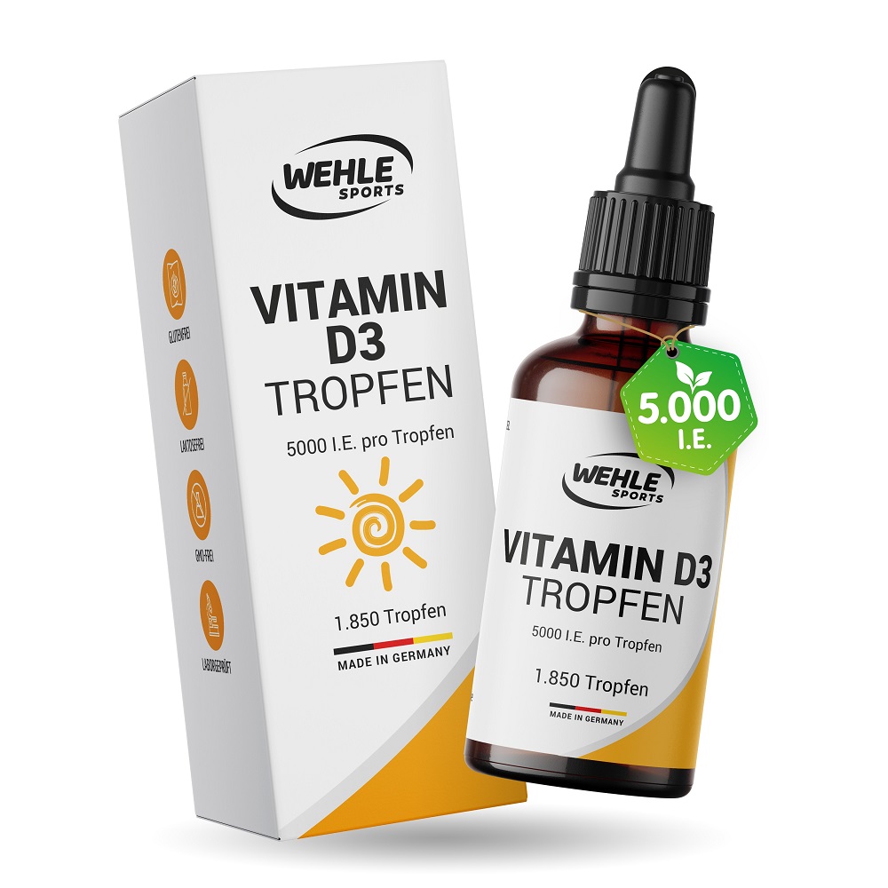 Wehle Sports Vitamin D3 Tropfen | 50ml | 5000 IE pro Tropfen | gluten- und laktosefrei