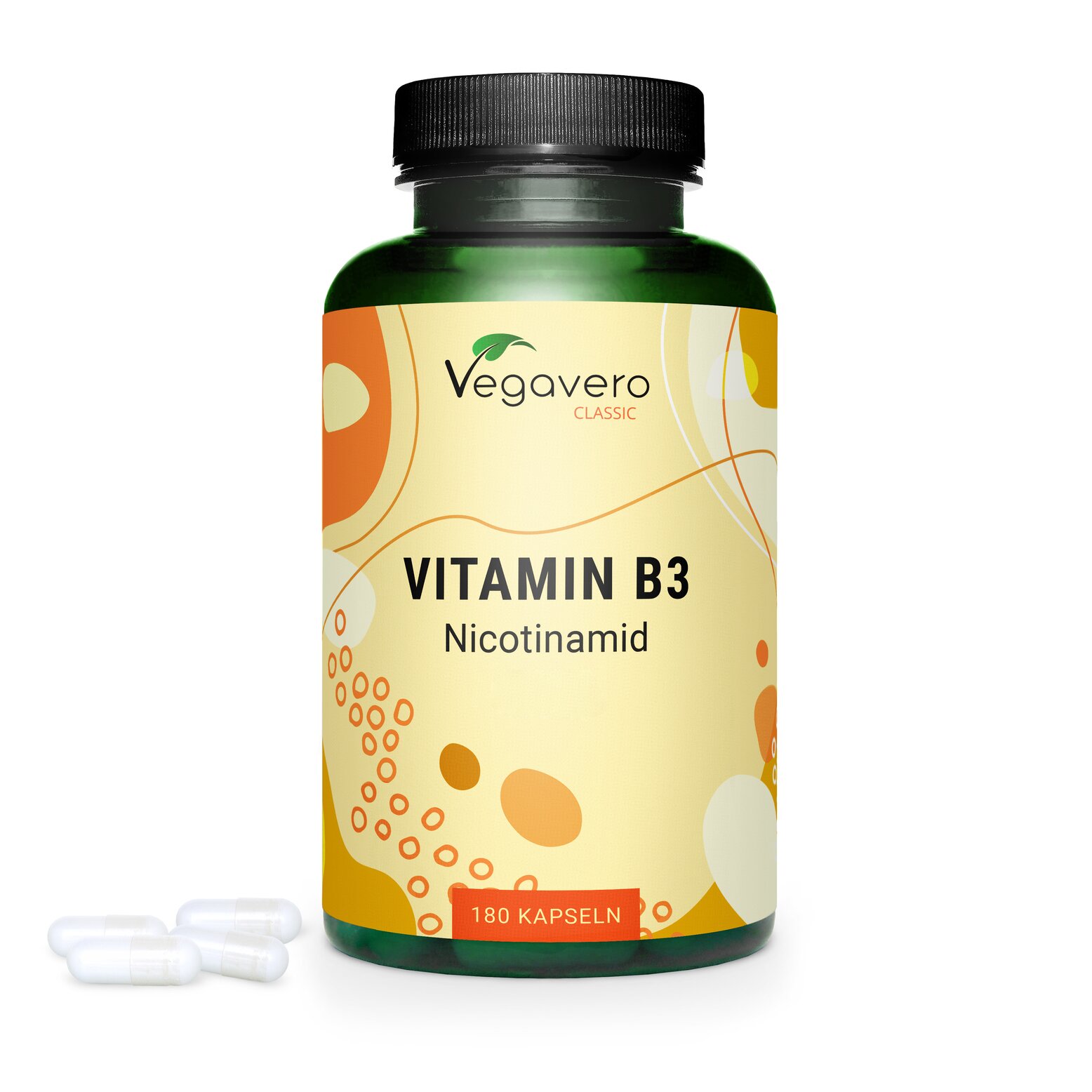 Vegavero Vitamin B3 Niacin | 180 Kapseln | 500 mg Nicotinamid | vegan
