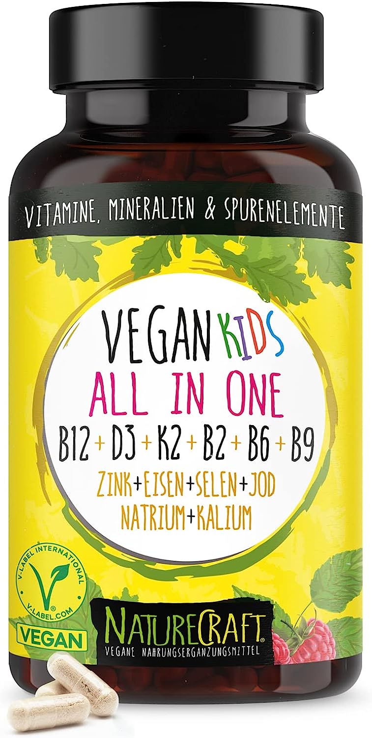 NatureCraft Vegan All-in-One KIDS | 120 Kapseln | Komplex aus Vitaminen, Mineralien & Spurenelementen