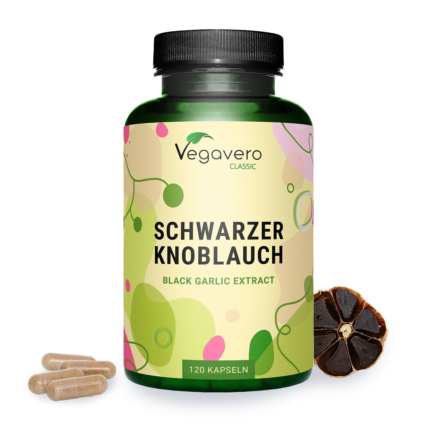 Vegavero Schwarzer Knoblauch | 120 Kapseln | hochdosiert | vegan