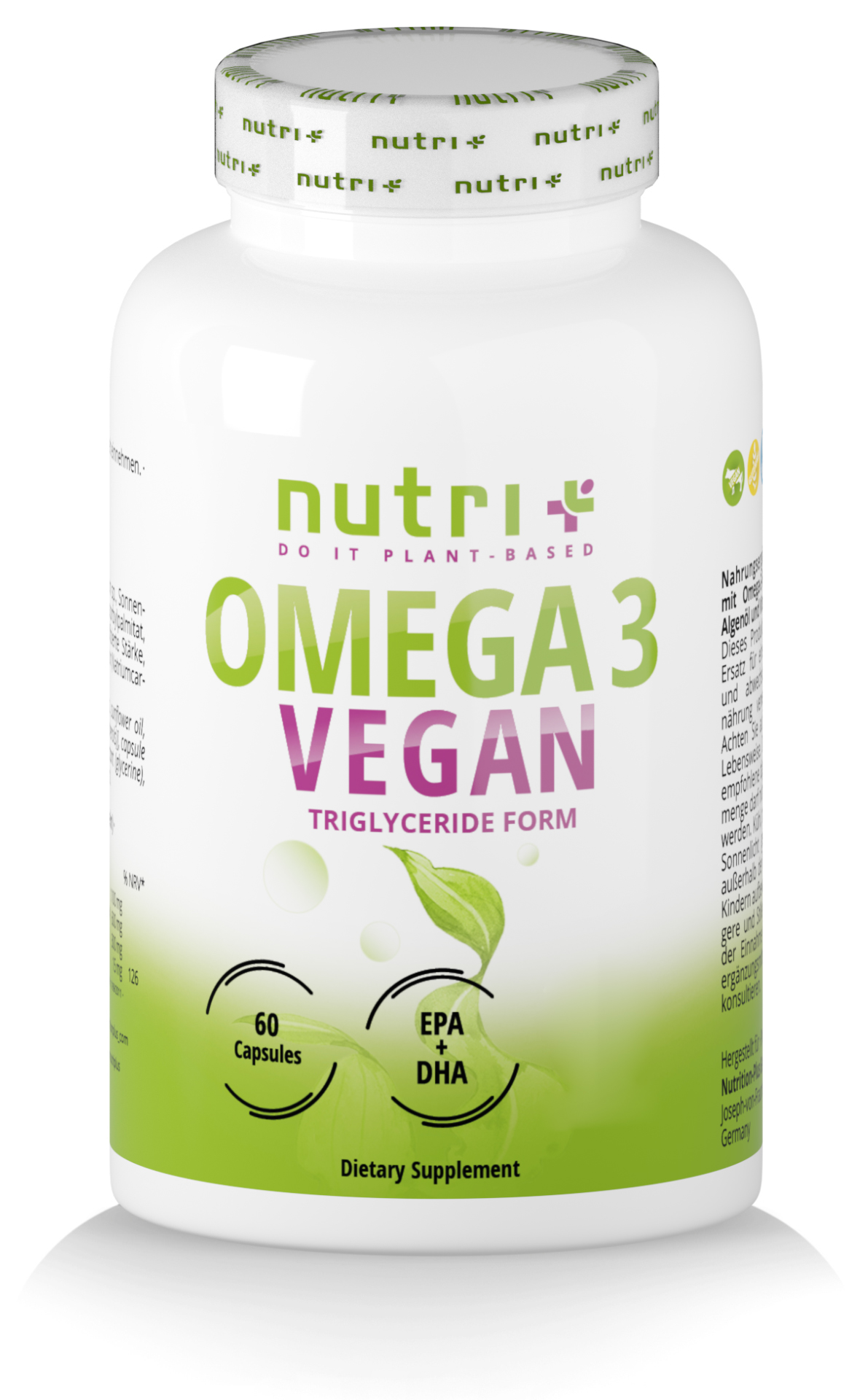 nutri+ Omega 3 Vegan - mit EPA & DHA | 60 Kapseln