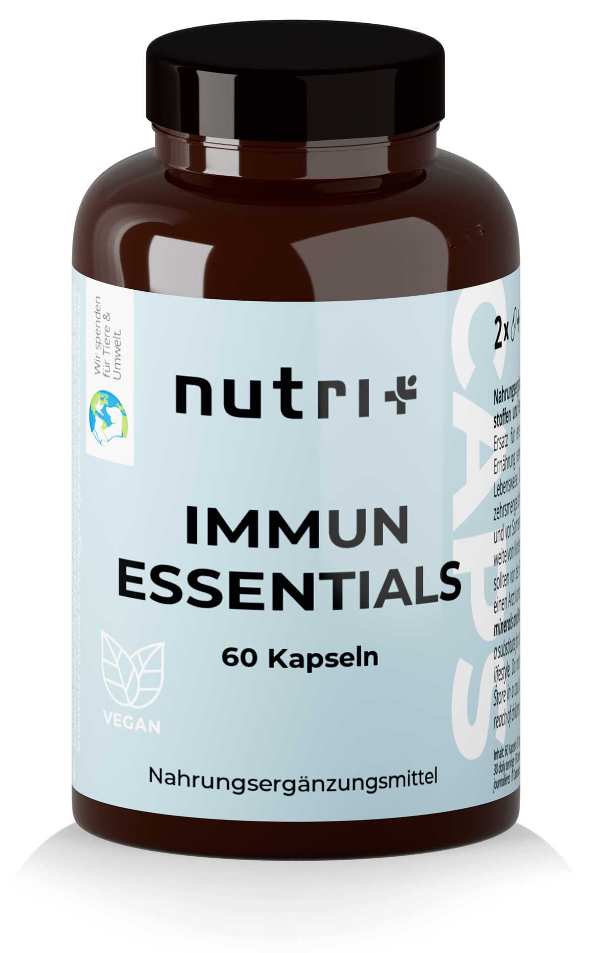 nutri+ Immun Essentials Kapseln | 60 Stück | Vitalstoffe zur Unterstützung des Immunsystems & Zellschutz