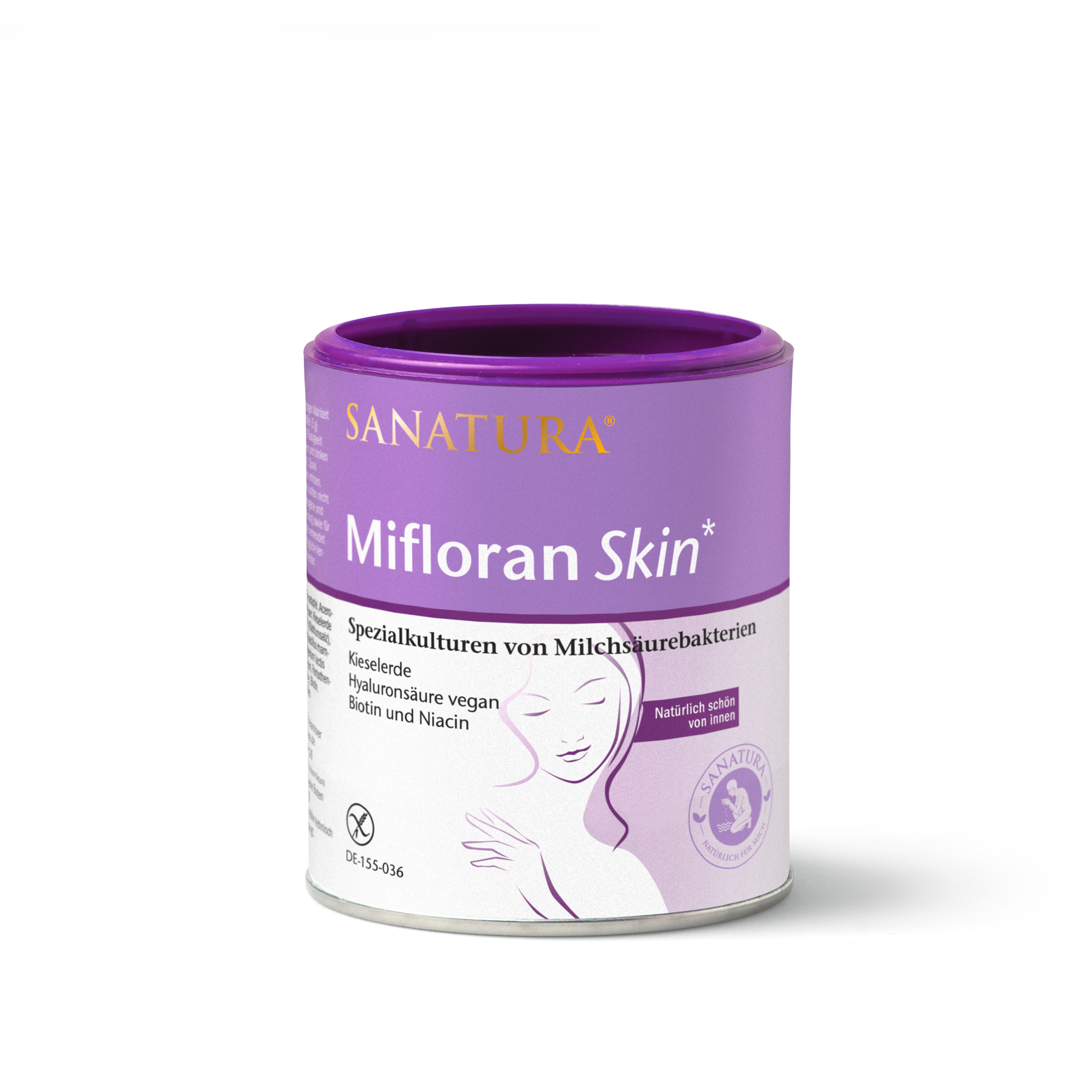 Sanatura Mifloran Skin | 125g | Förderung gesunder Haut mit Probiotika B-Vitaminen & Veganer Hyaluronsäure