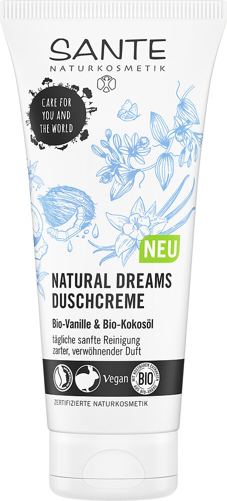 SANTE Natural Dreams Duschcreme | 200ml | Bio-Vanille & Bio-Kokosöl
