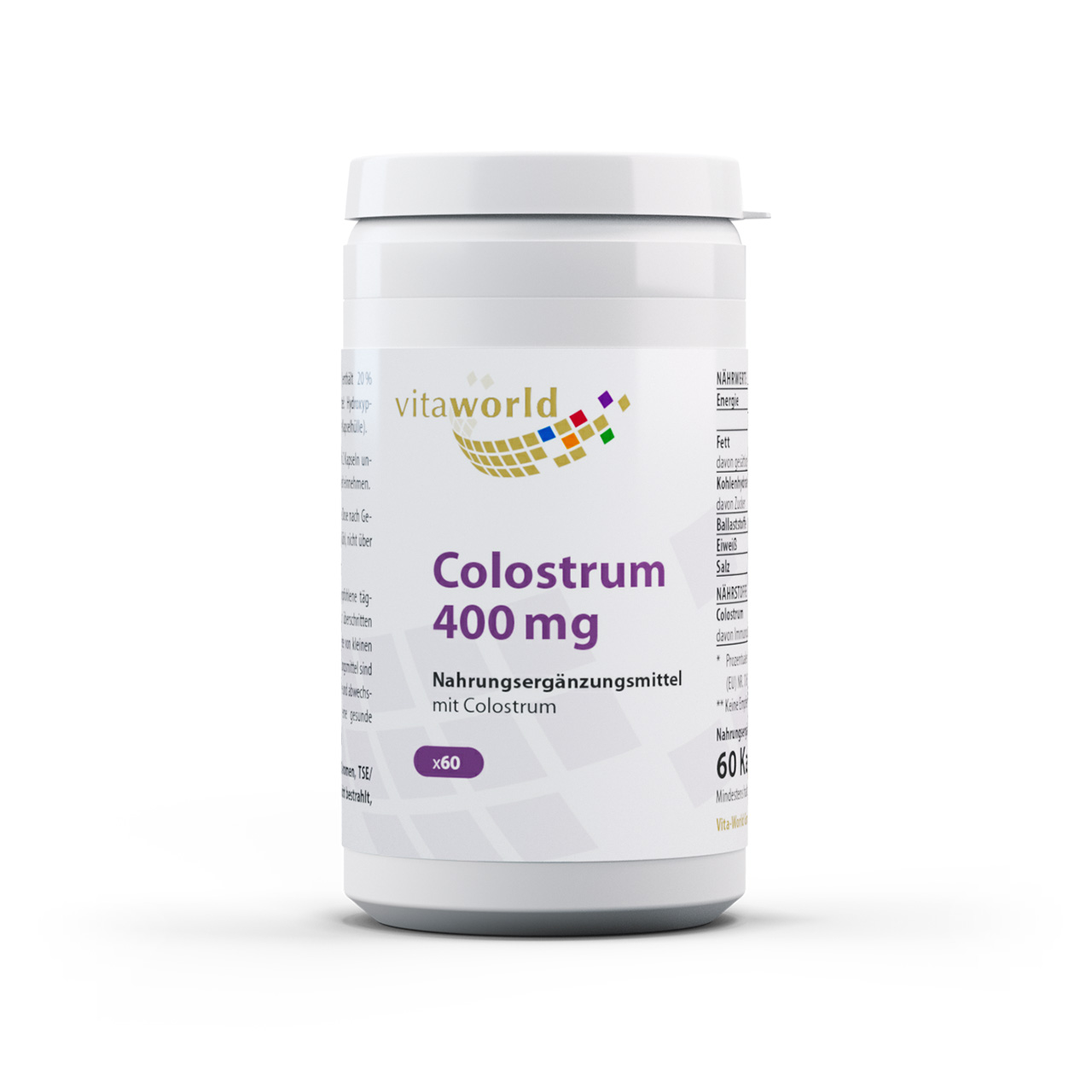 Vita World Colostrum 400 mg | 60 Kapseln | mit 20 % Immunglobulin | glutenfrei