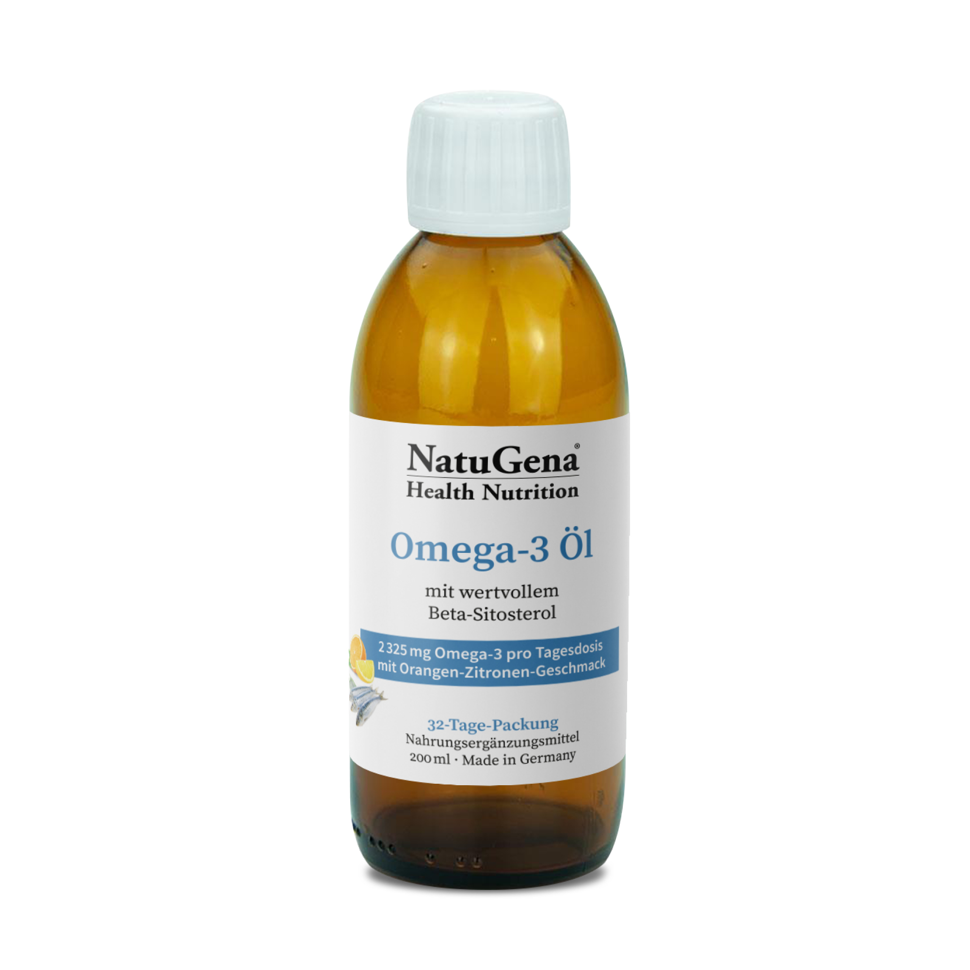 NatuGena Omega-3 Öl | 200ml | Rein & Nachhaltig | Unterstützt Herz, Gehirn, Sehkraft | mit EPA & DHA