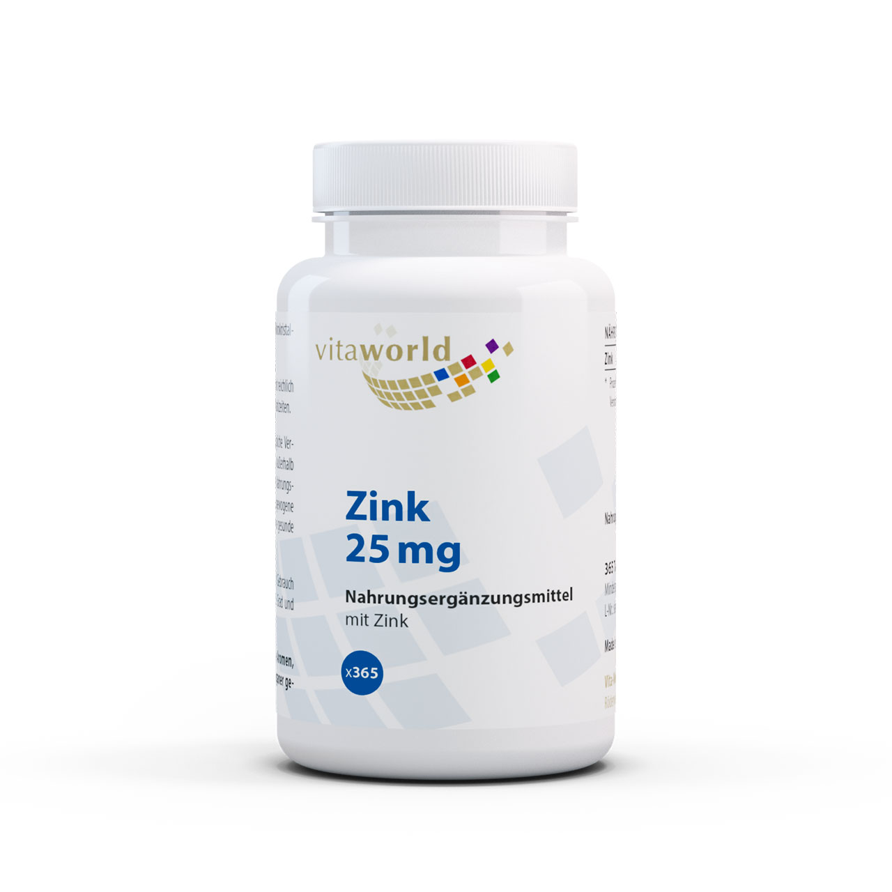Vita World Zink 25 mg | 365 Tabletten | vegan | gluten- und laktosefrei
