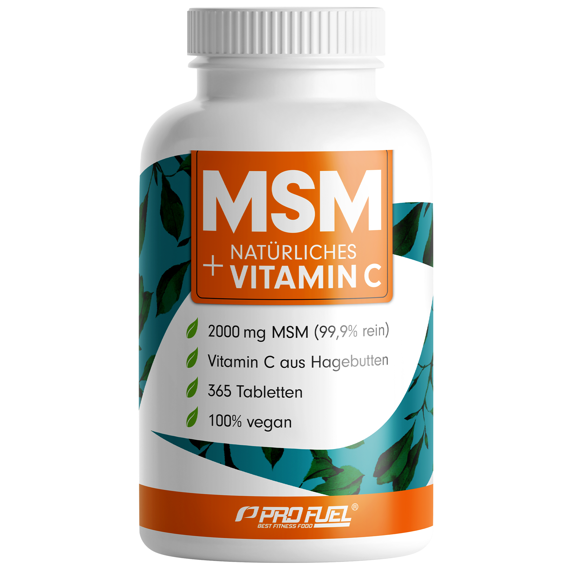ProFuel MSM + natürliches Vitamin C | 365 Tabletten | 2000mg MSM (99,9% rein) | Vitamin C aus Hagebutten | vegan