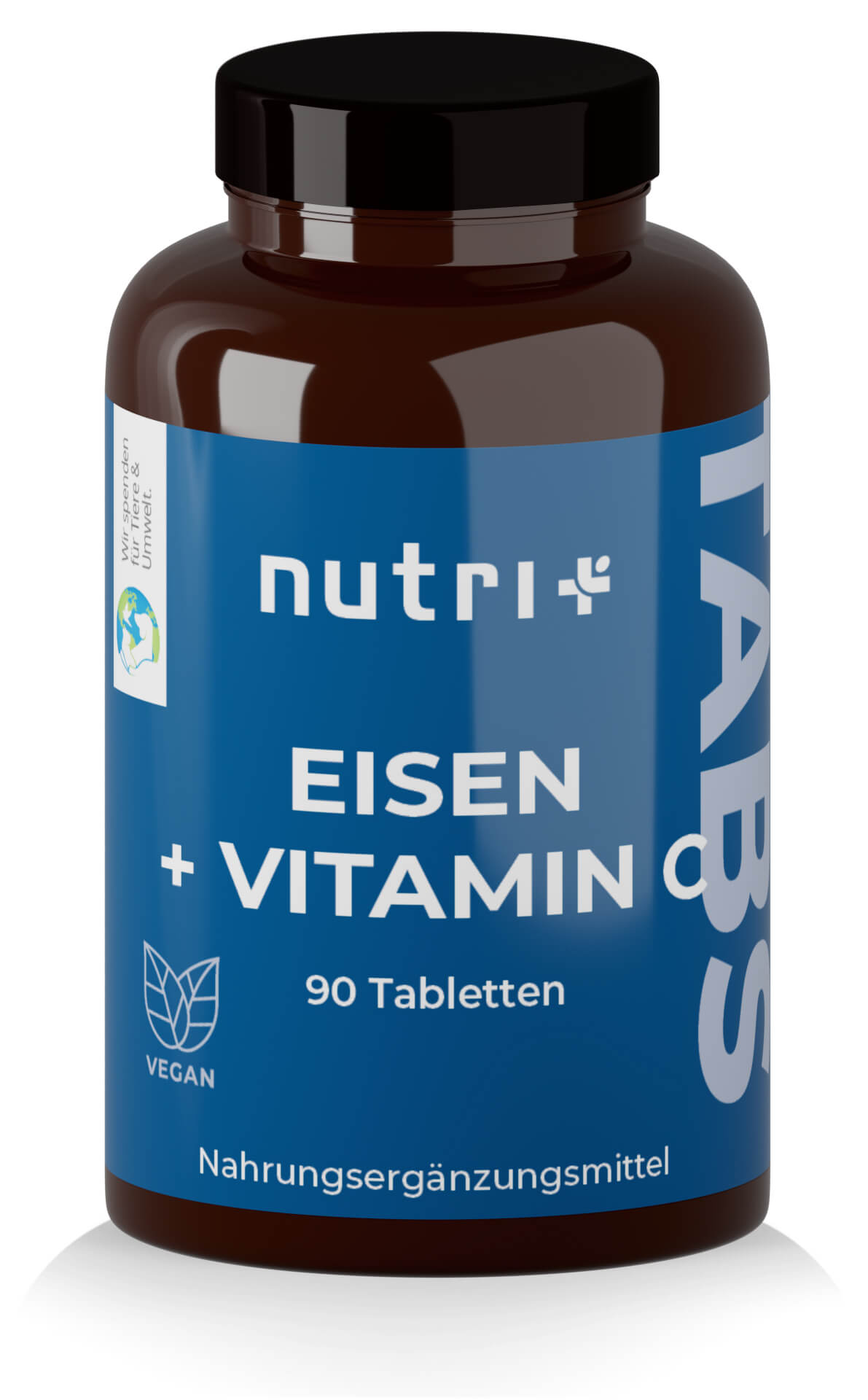 nutri+ Eisen + Vitamin C Tabletten | 90 Kapseln | Eisenversorgung & Immununterstützung | Ideal für Frauen