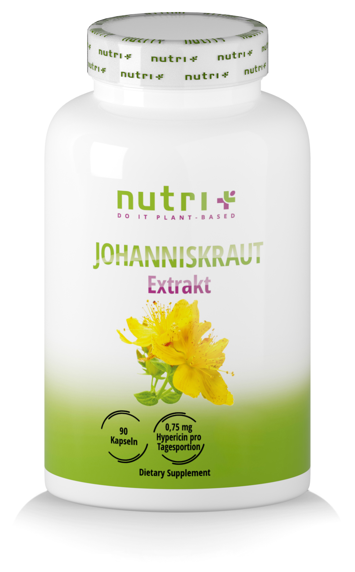 Nutri+ Johanniskraut Extrakt Kapseln | 90 Kapseln | 500mg Hochdosiert | Für geistiges Wohlbefinden & Hautgesundheit | Vegan