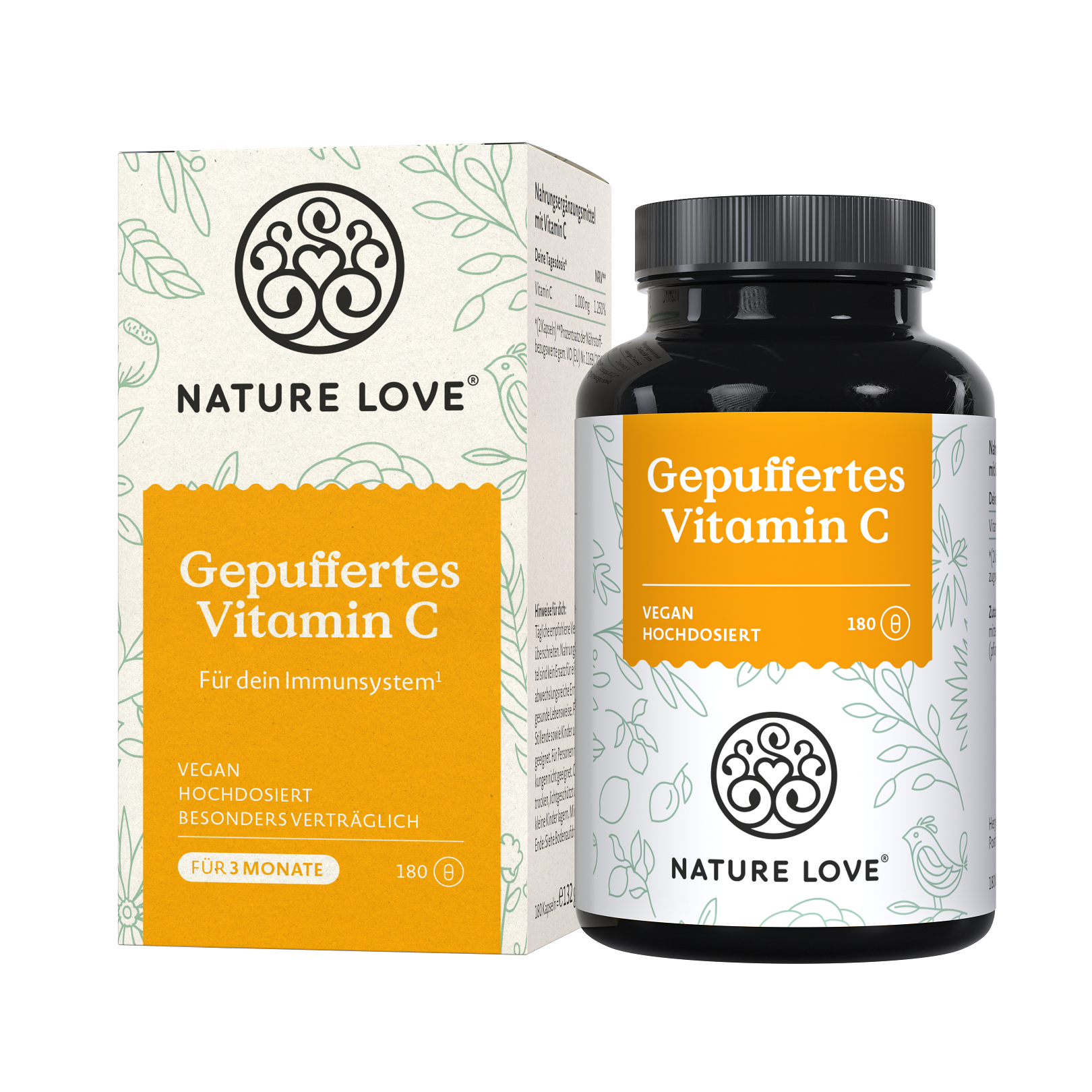 Nature Love Gepuffertes Vitamin C | 180 Kapseln | vegan