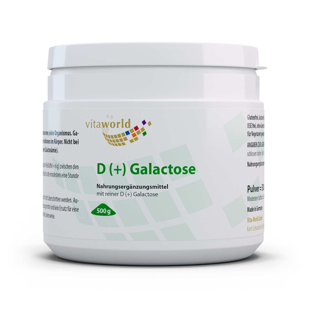 Vita World D(+) Galactose Pulver | 500g | ohne Zusätze | gluten- und laktosefrei