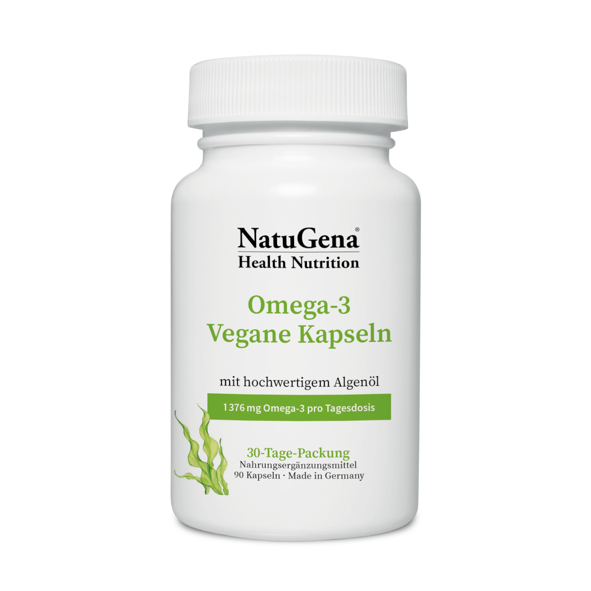 NatuGena Omega-3 Vegane Kapseln | 100% vegan und fischfrei | 90 Kapseln