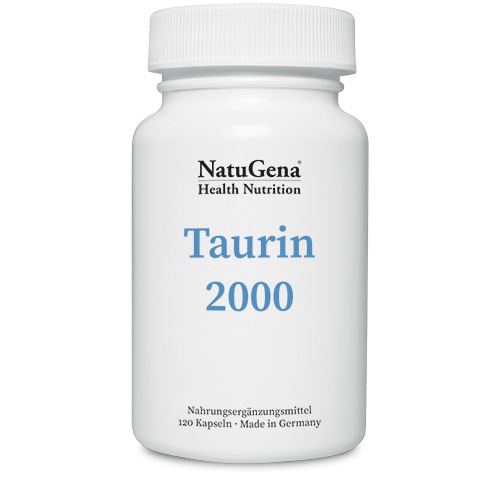 NatuGena Taurin 2000 | 120 Kapseln | rein pflanzliche Aminosäuren aus Fermentation | vegan | gluten- und laktosefrei