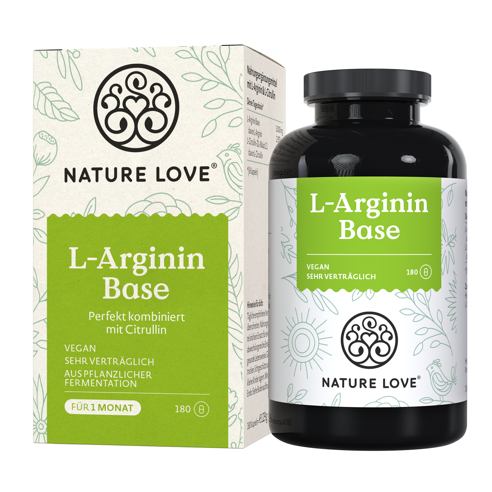 Nature Love L-Arginin Base | 180 Kapseln | vegan